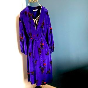 Tucker Silk Dress w/buttons, elastic waist, belt